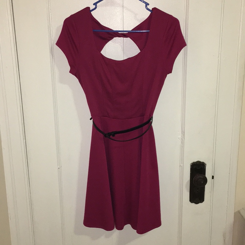Red dress with black belt